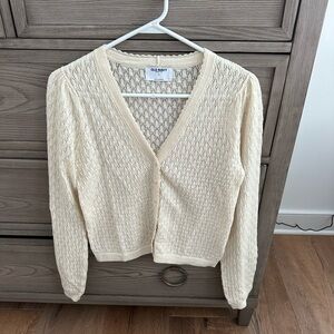 Old Navy Women's Cream Cardigan Sweater